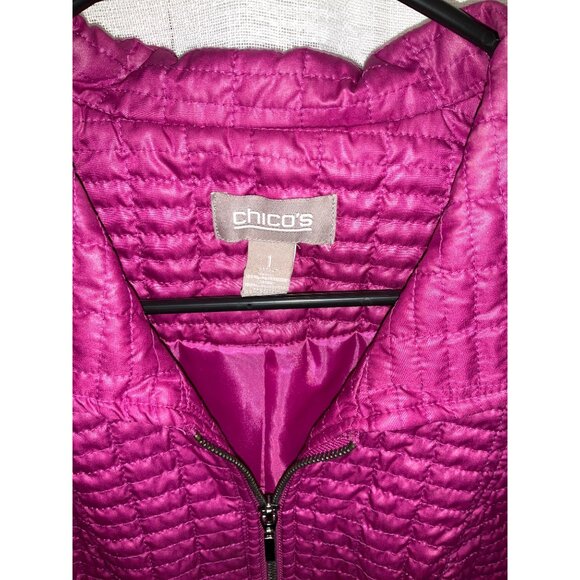 Chico's Pink Quilted Zip-Up Vest size 1 Medium - Picture 2 of 4